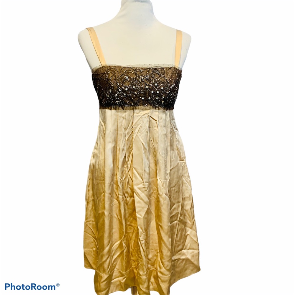 BCBGMaxAzria Gold and Brown Mini Dress
